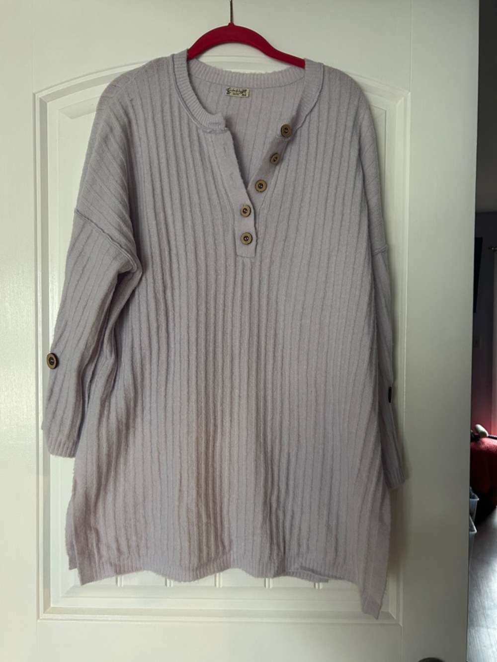 Free People Lavender Ribbed Button Henley Tunic